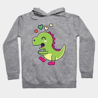 Kawaii Cute Dinosaur Cartoon valentine day Hoodie